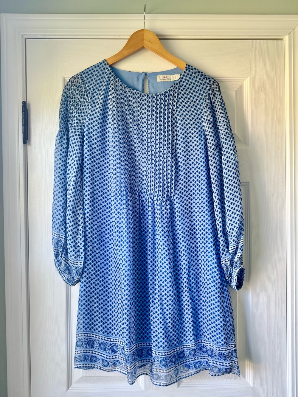 Vineyard Vines Blue Printed Long Sleeve Dress, Size S